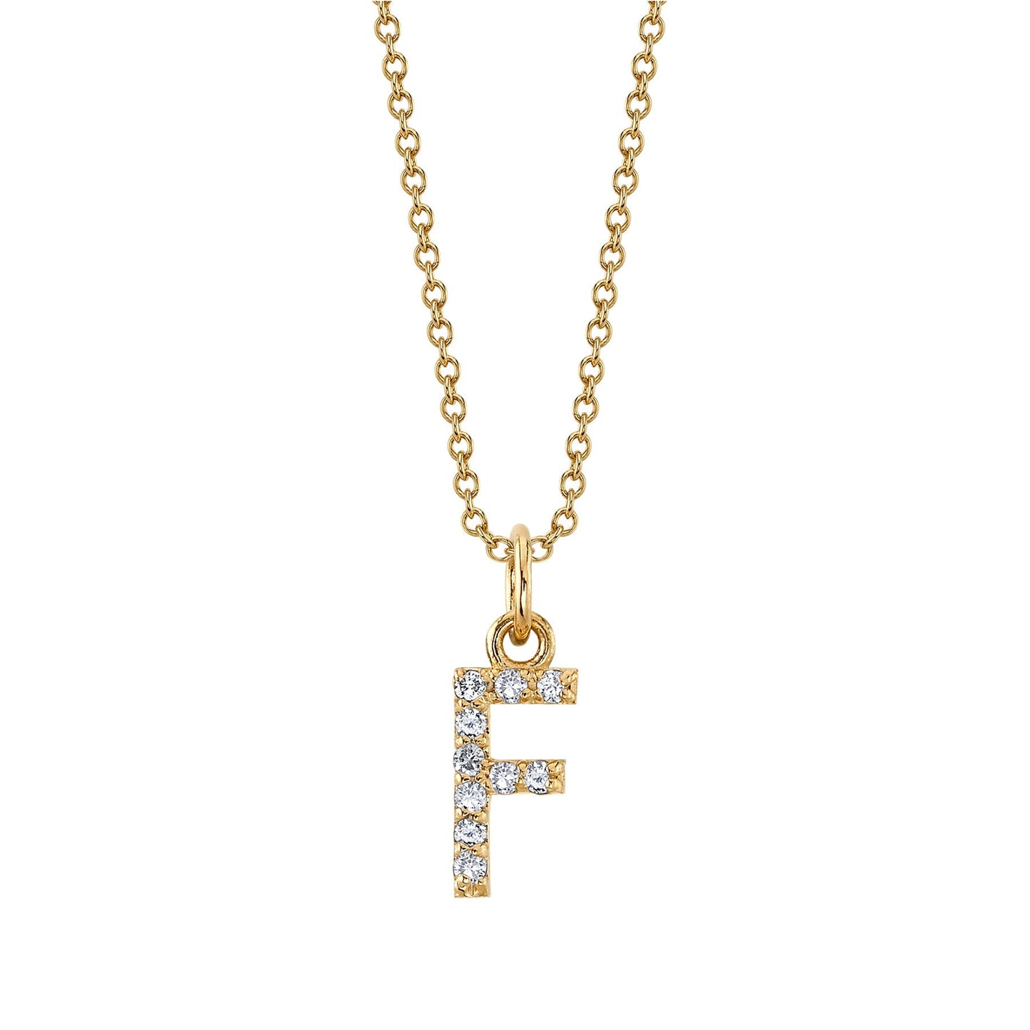 F Initial Birthstone Charm Necklace