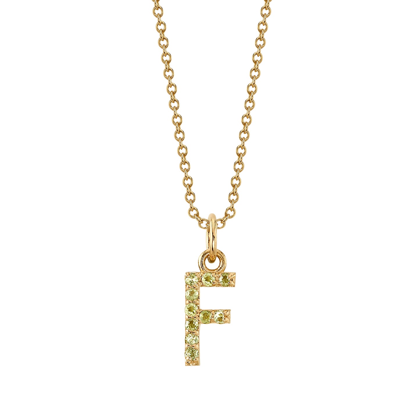 F Initial Birthstone Charm Necklace