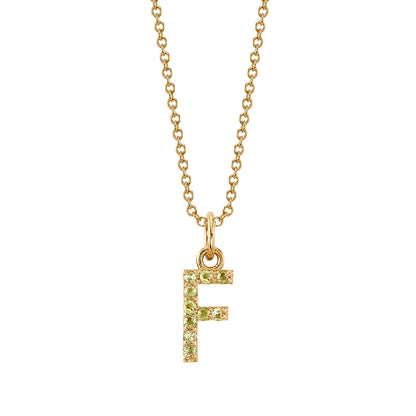 F Initial Birthstone Charm Necklace