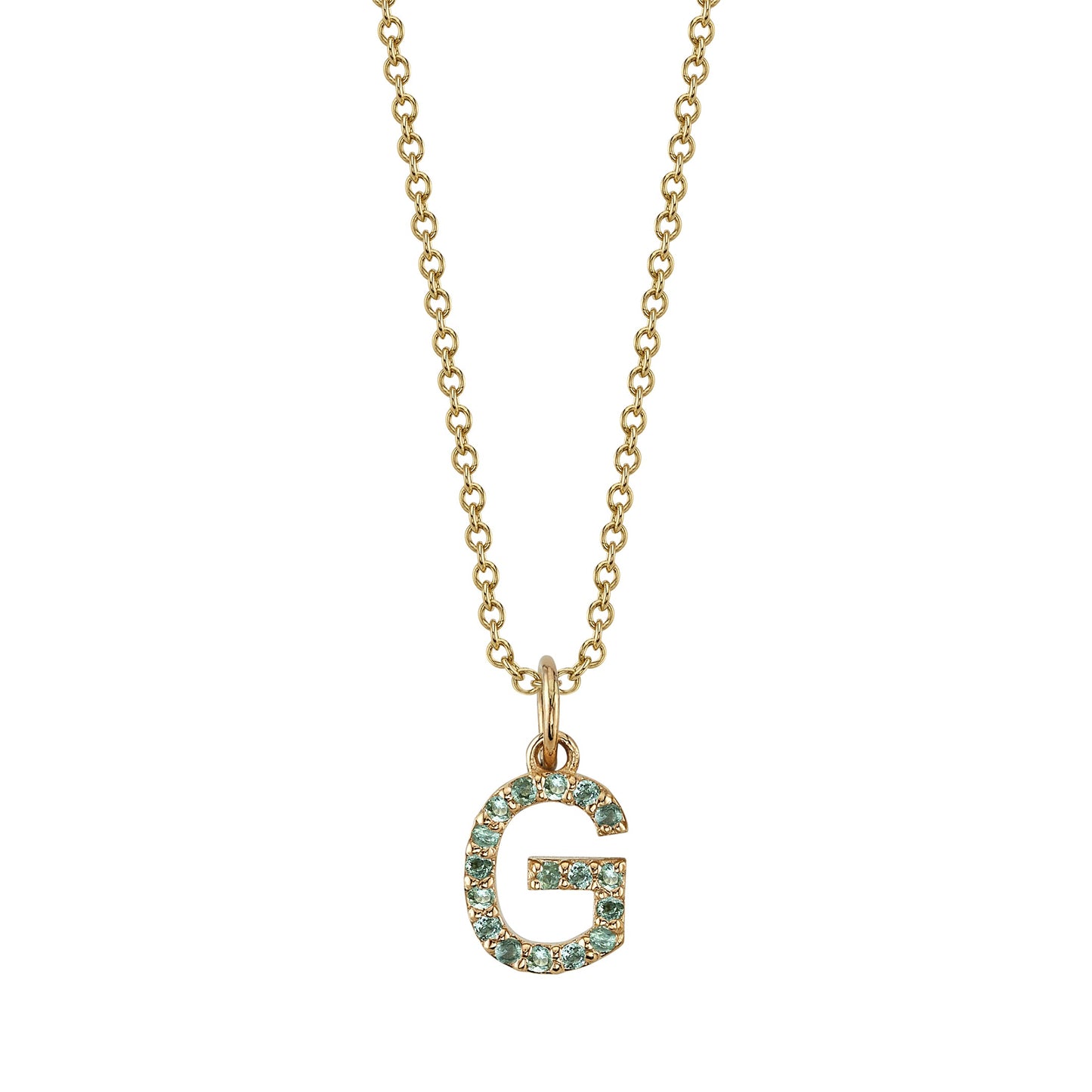 G Initial Birthstone Charm Necklace