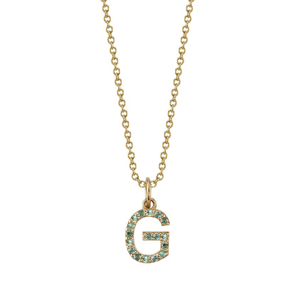 G Initial Birthstone Charm Necklace