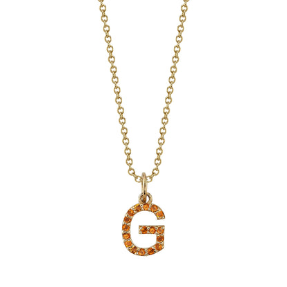 G Initial Birthstone Charm Necklace