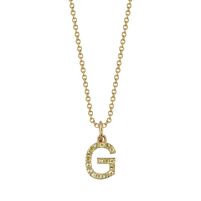 G Initial Birthstone Charm Necklace
