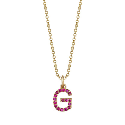 G Initial Birthstone Charm Necklace