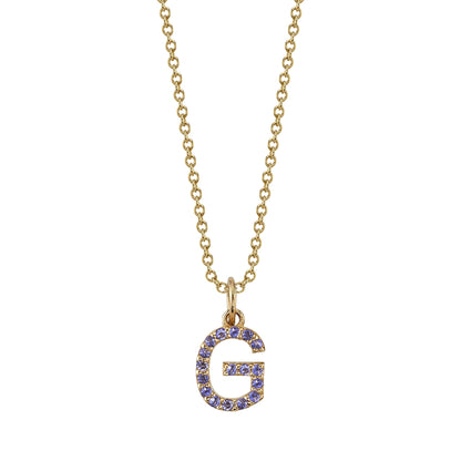 G Initial Birthstone Charm Necklace
