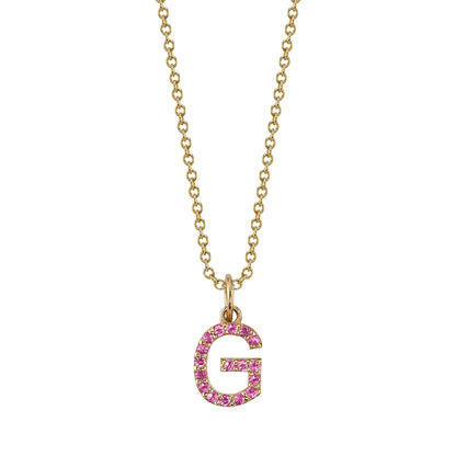 G Initial Birthstone Charm Necklace