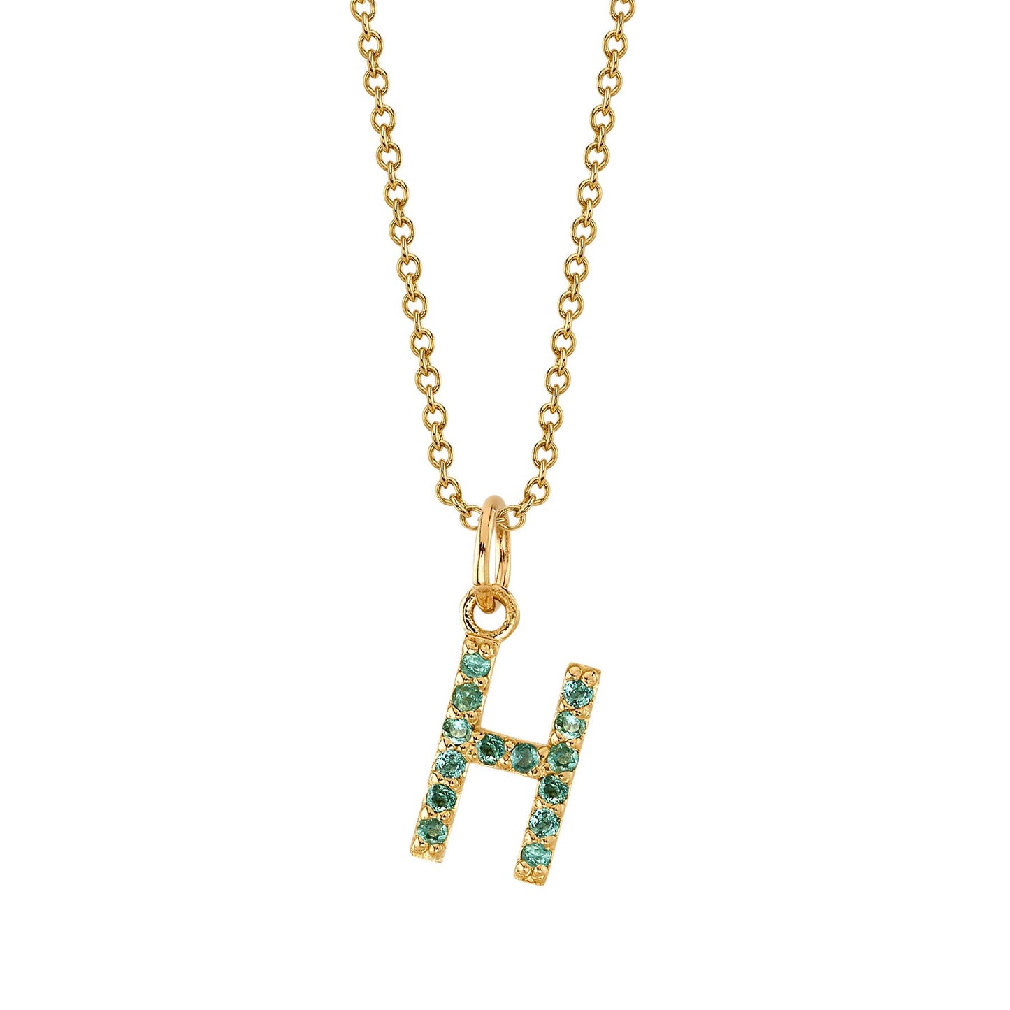 H Initial Birthstone Charm Necklace