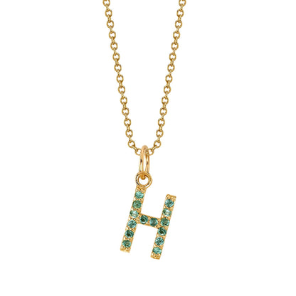 H Initial Birthstone Charm Necklace