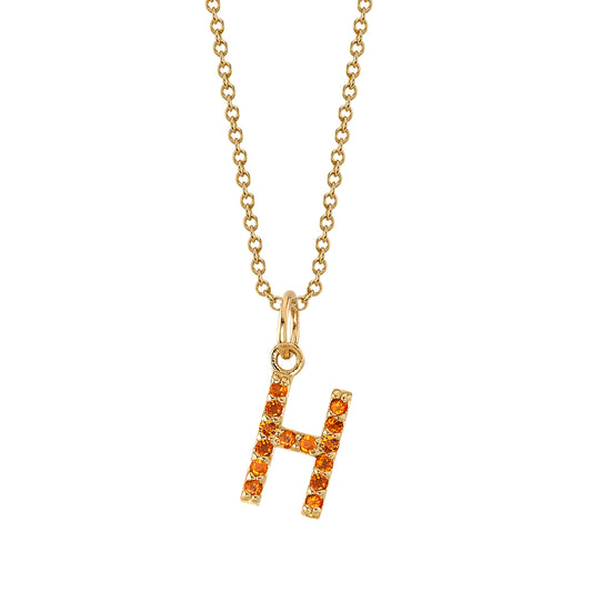 H Initial Birthstone Charm Necklace