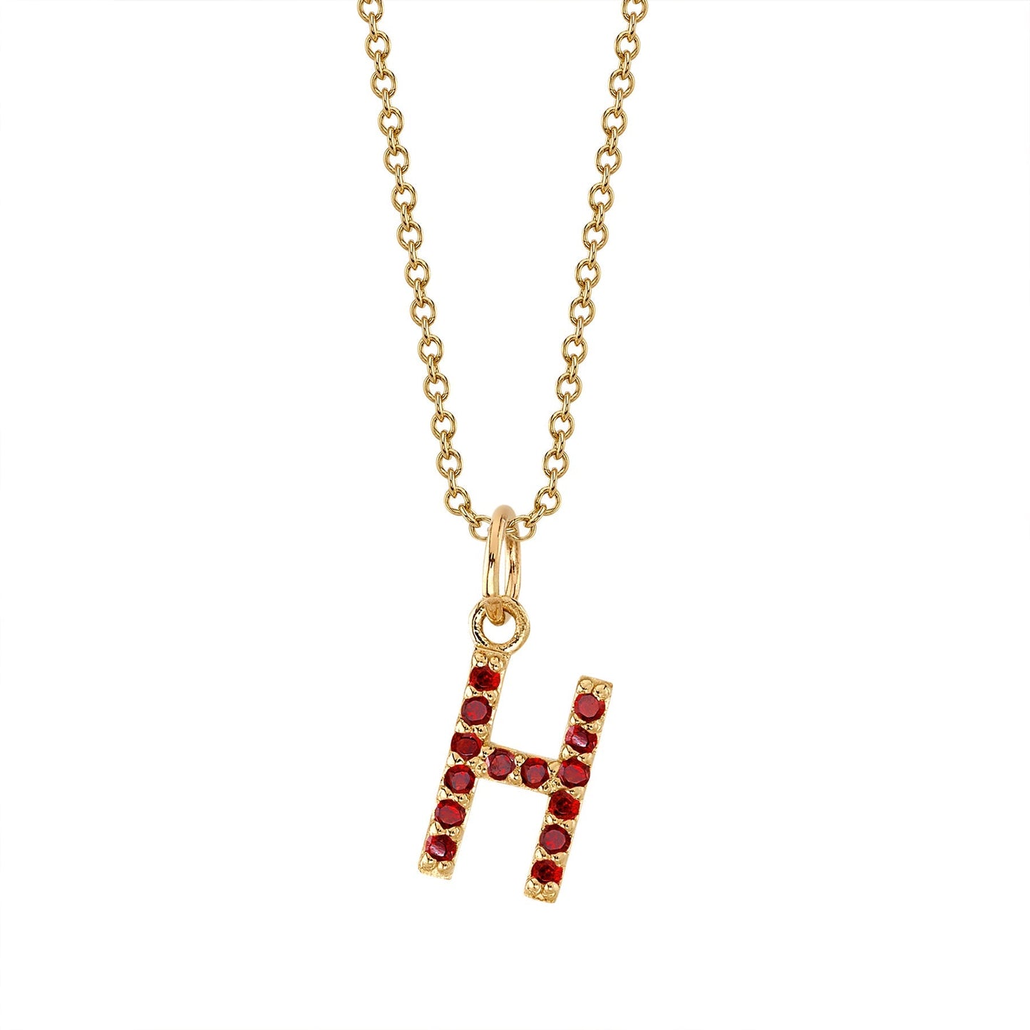 H Initial Birthstone Charm Necklace