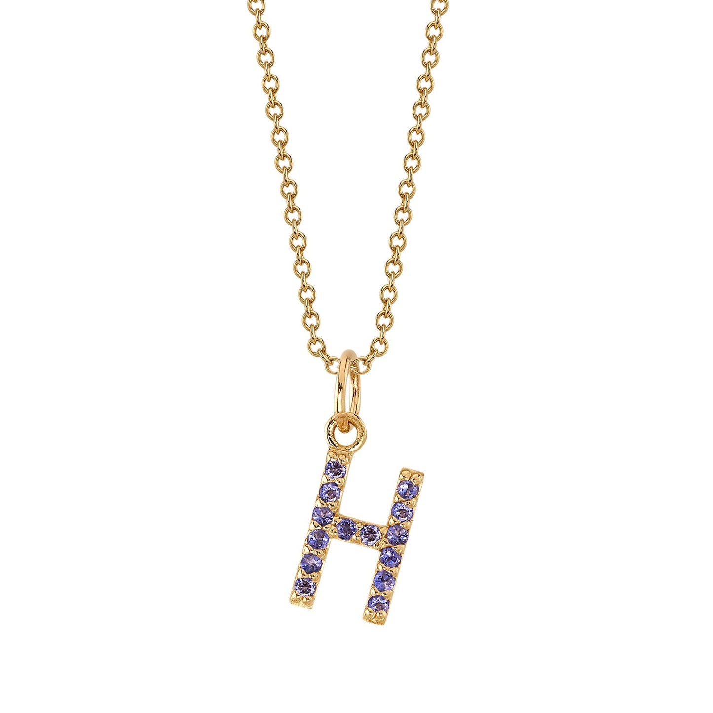 H Initial Birthstone Charm Necklace
