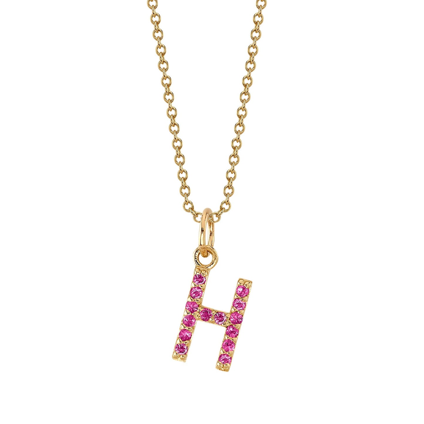 H Initial Birthstone Charm Necklace