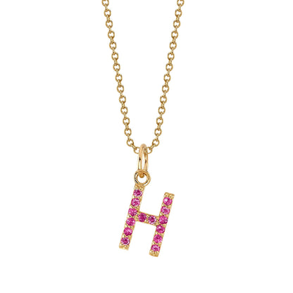 H Initial Birthstone Charm Necklace
