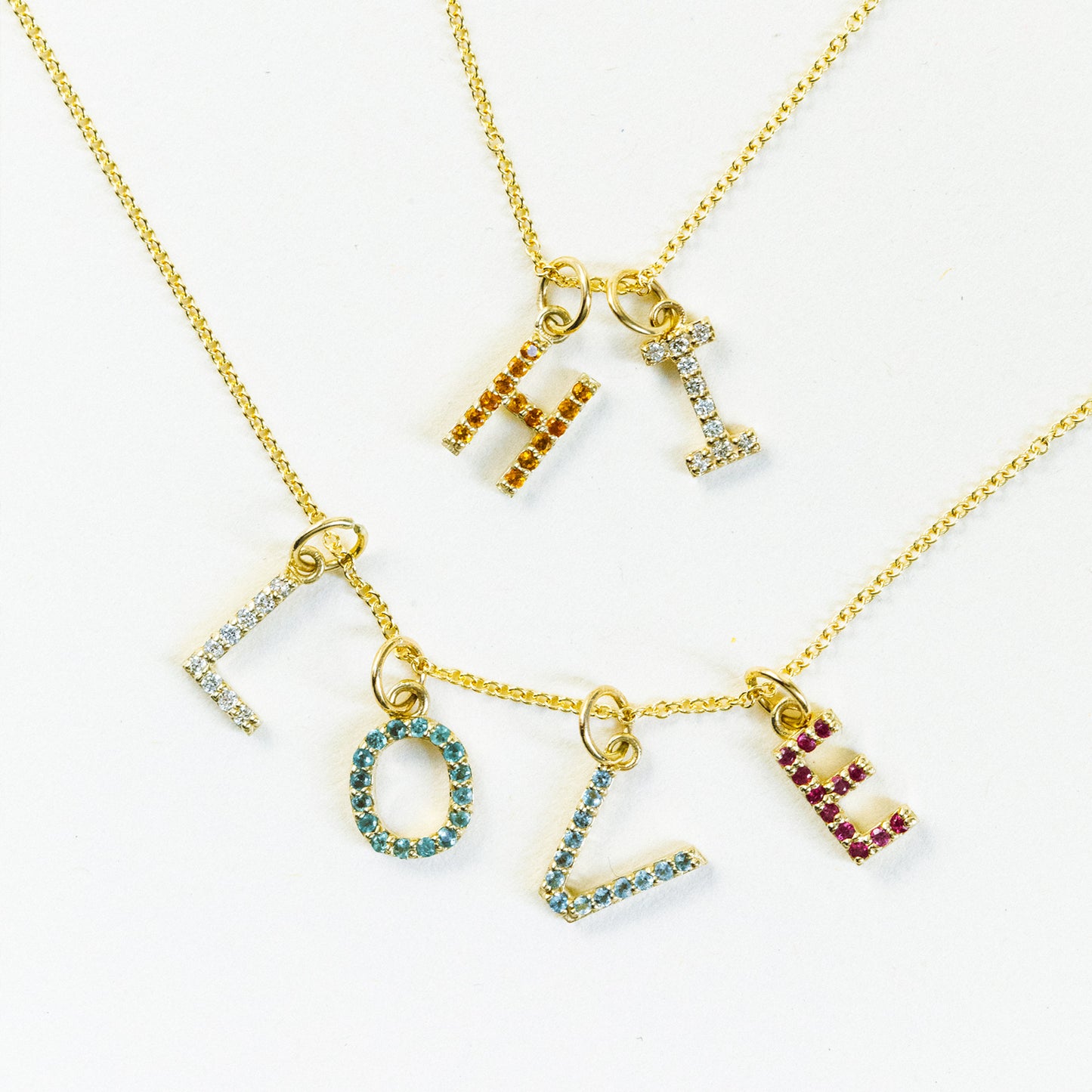 X Initial Birthstone Charm Necklace
