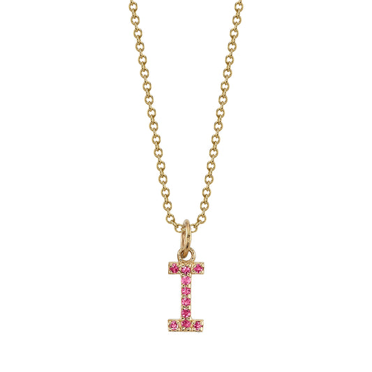 I Initial Birthstone Charm Necklace