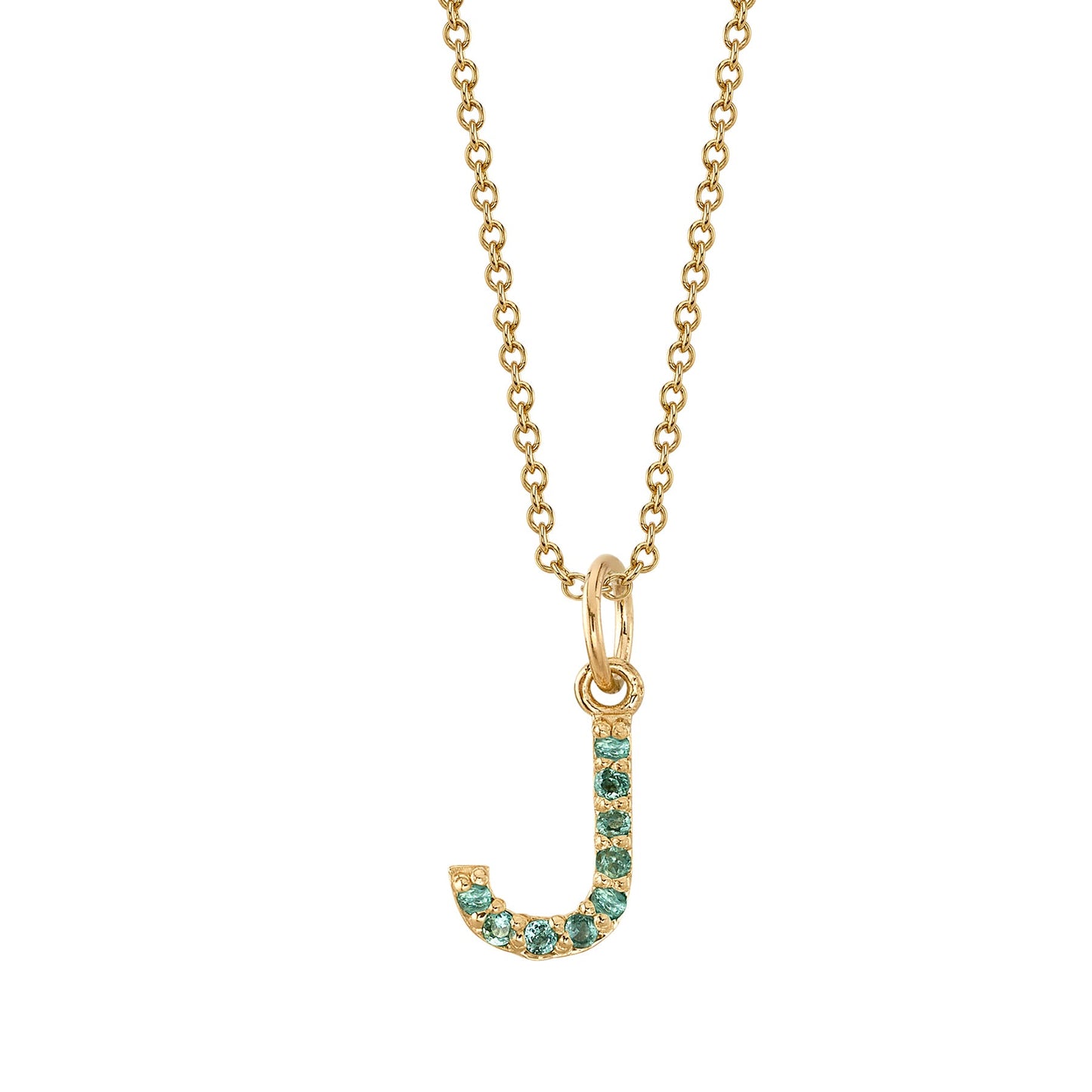 J Initial Birthstone Charm Necklace