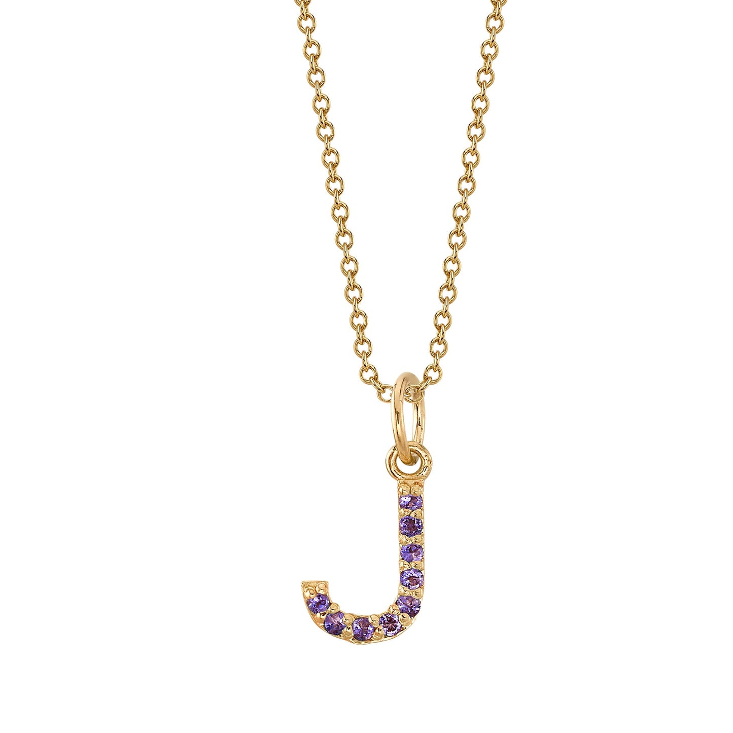 J Initial Birthstone Charm Necklace