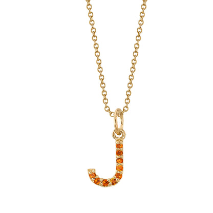 J Initial Birthstone Charm Necklace