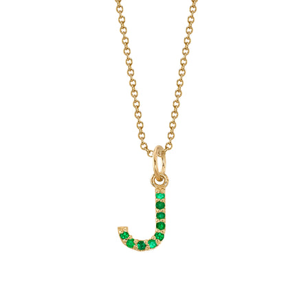 J Initial Birthstone Charm Necklace