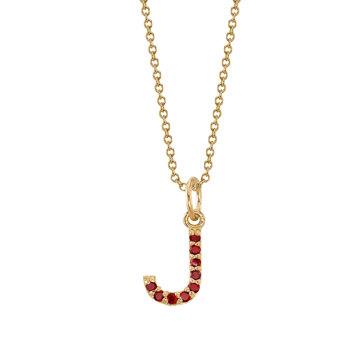 J Initial Birthstone Charm Necklace