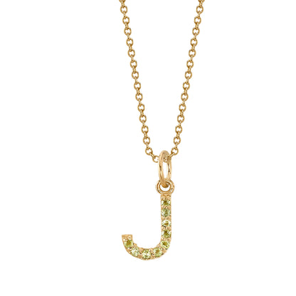 J Initial Birthstone Charm Necklace