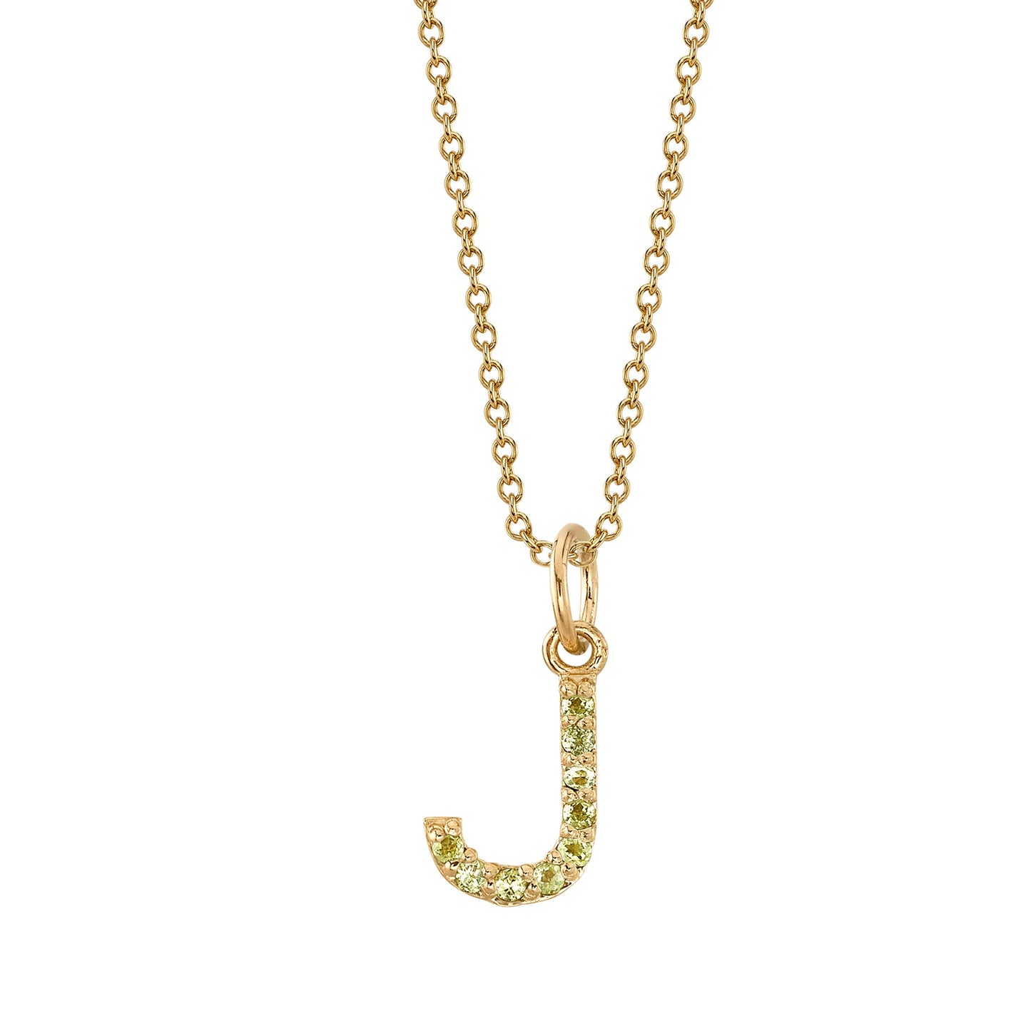 J Initial Birthstone Charm Necklace