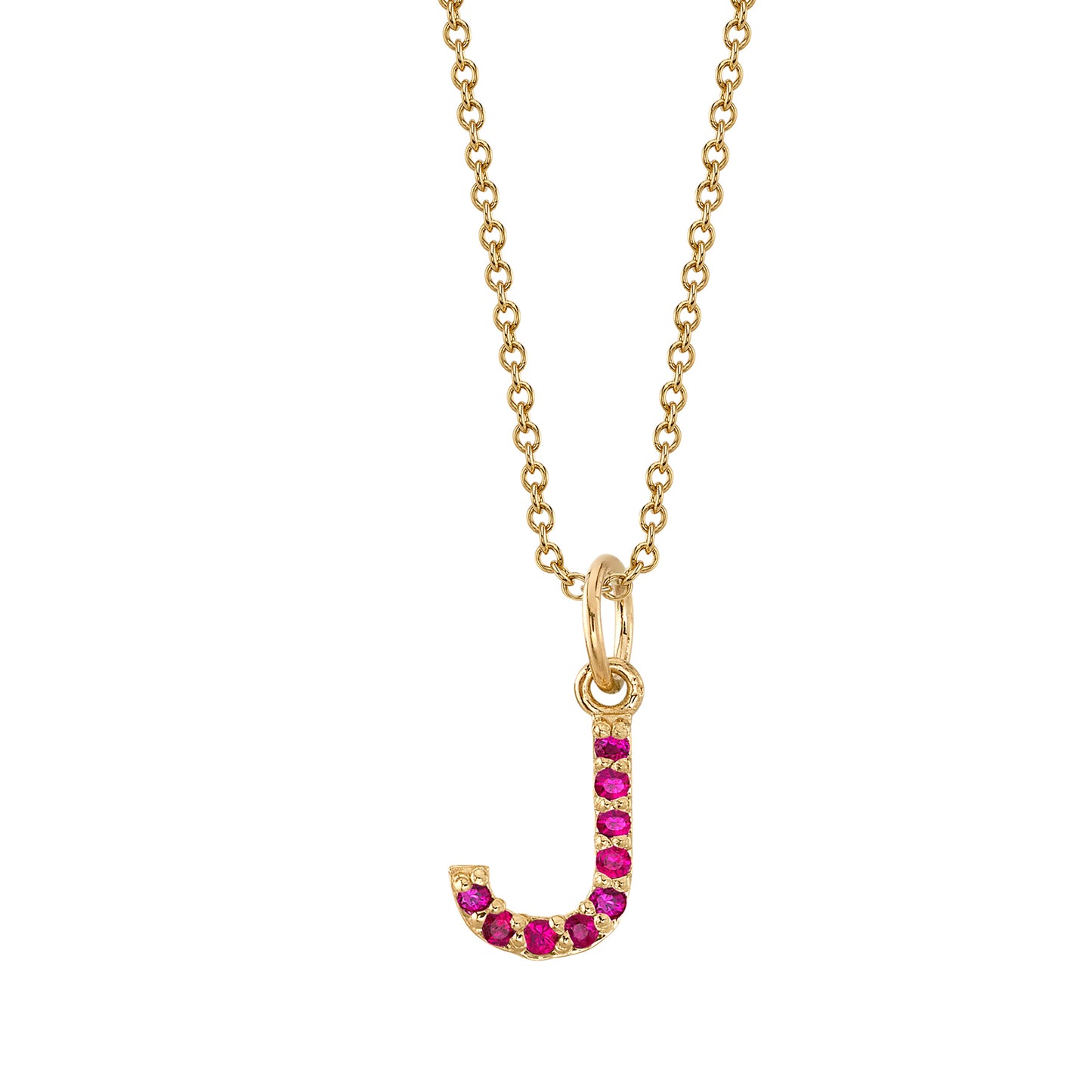 J Initial Birthstone Charm Necklace