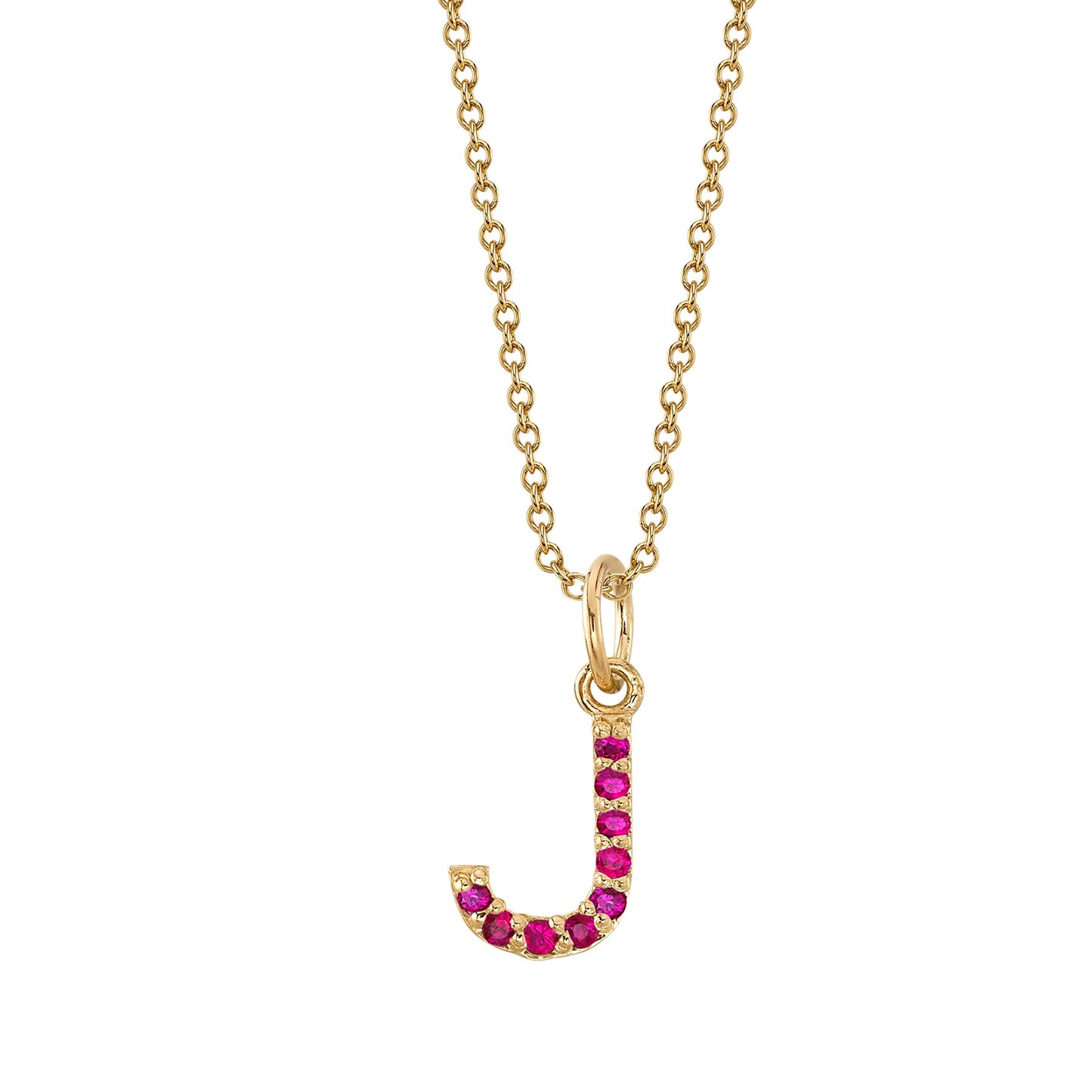 J Initial Birthstone Charm Necklace
