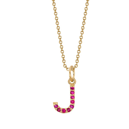 J Initial Birthstone Charm Necklace