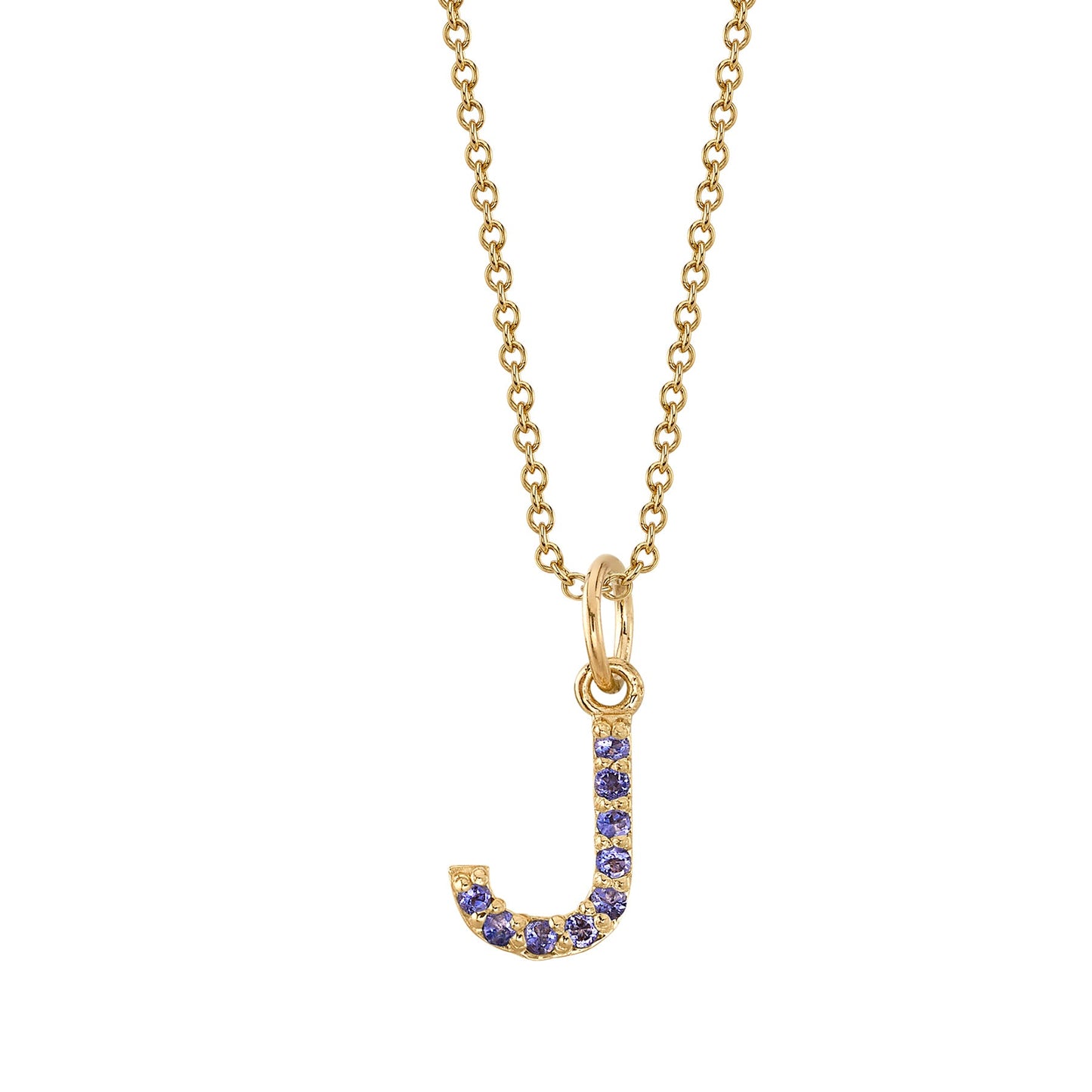 J Initial Birthstone Charm Necklace