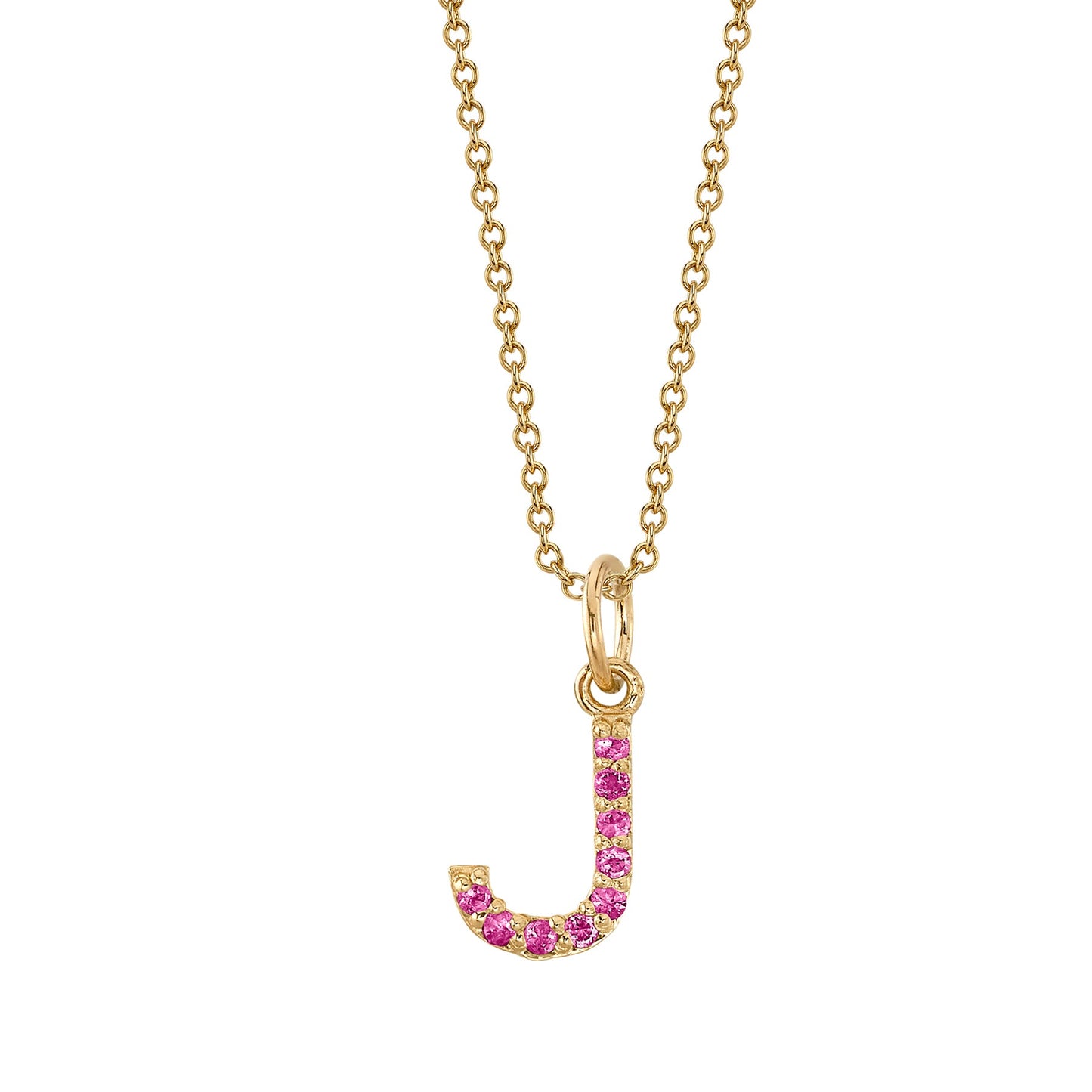 J Initial Birthstone Charm Necklace