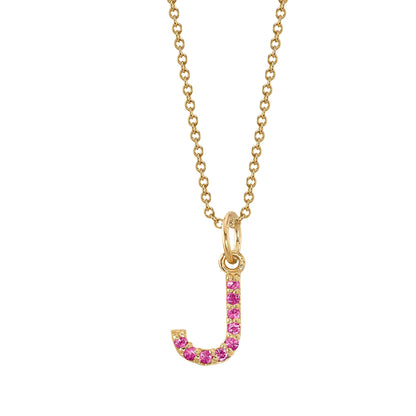 J Initial Birthstone Charm Necklace