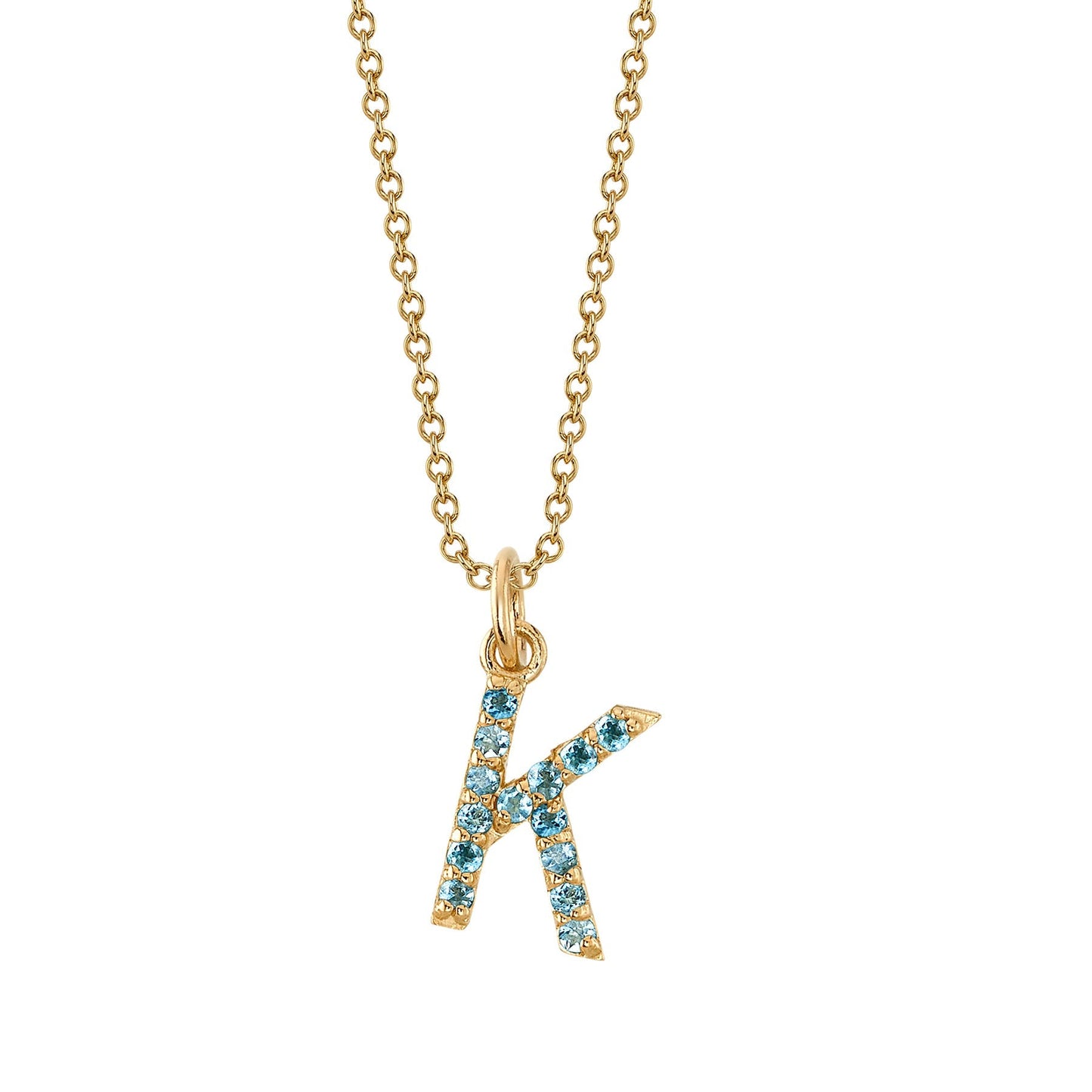 K Initial Birthstone Charm Necklace