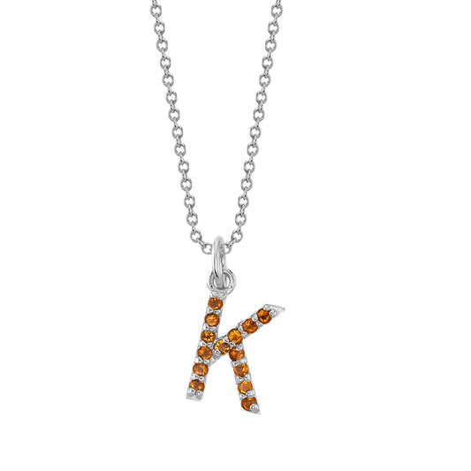 K Initial Birthstone Charm Necklace