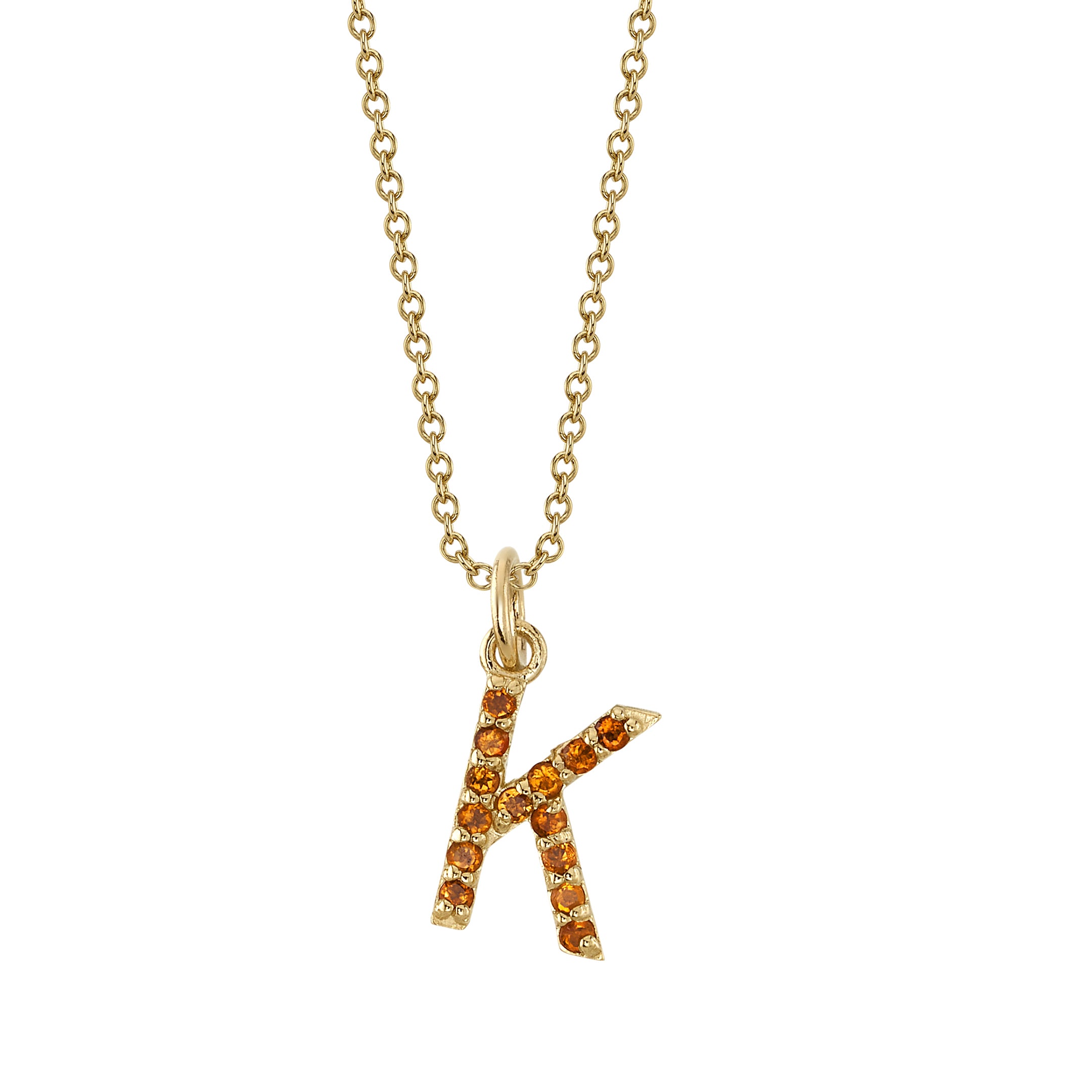 Citrine "K" Initial Birthstone Charm