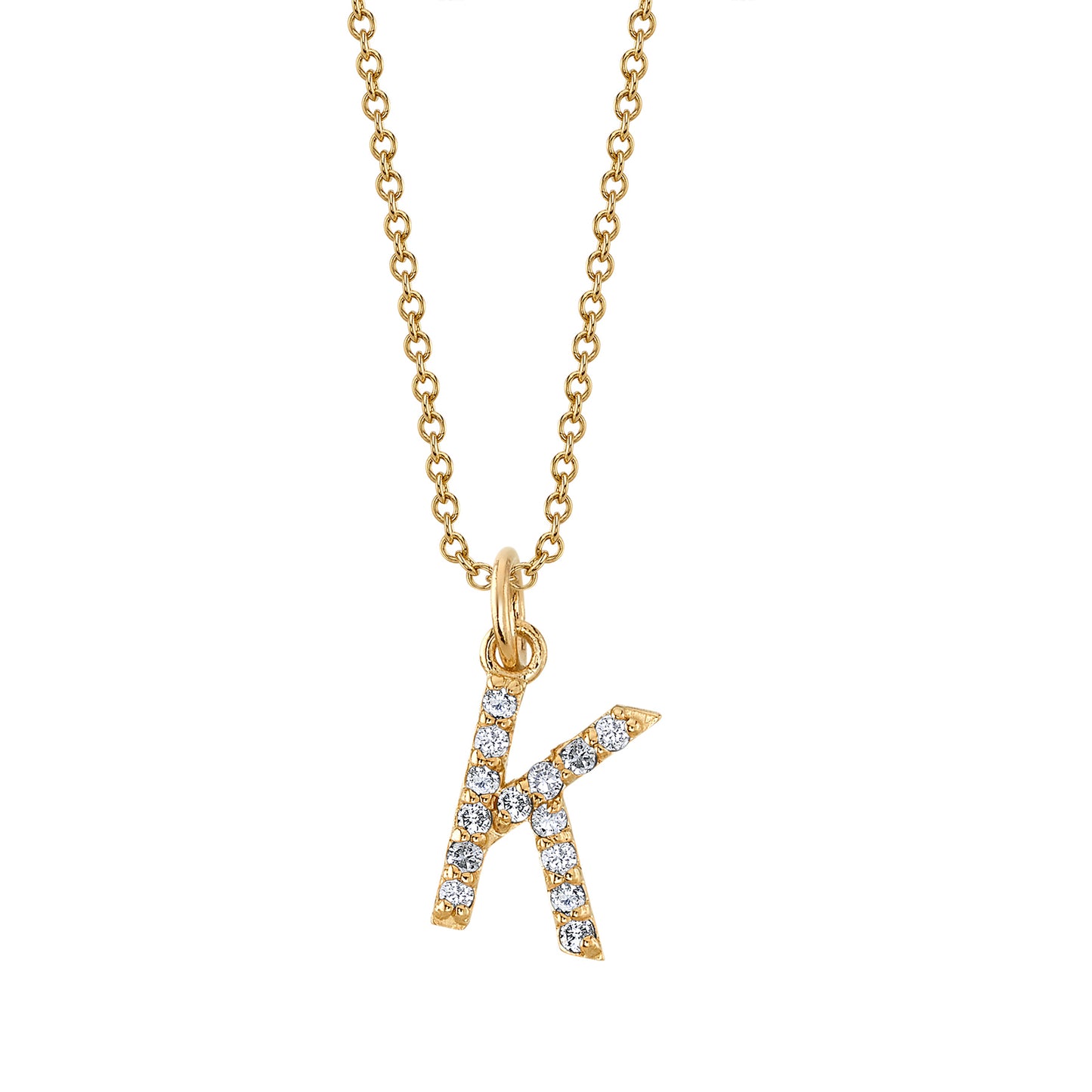 K Initial Birthstone Charm Necklace