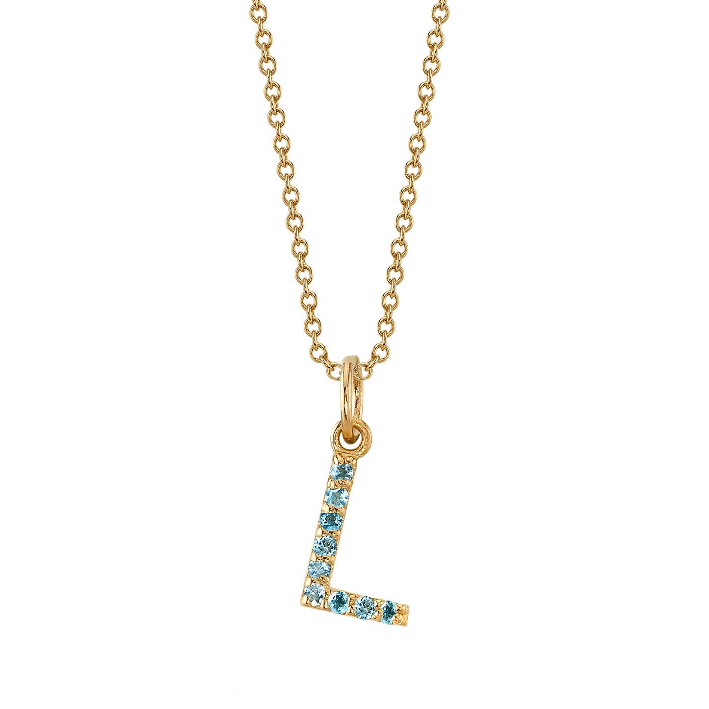 L Initial Birthstone Charm Necklace