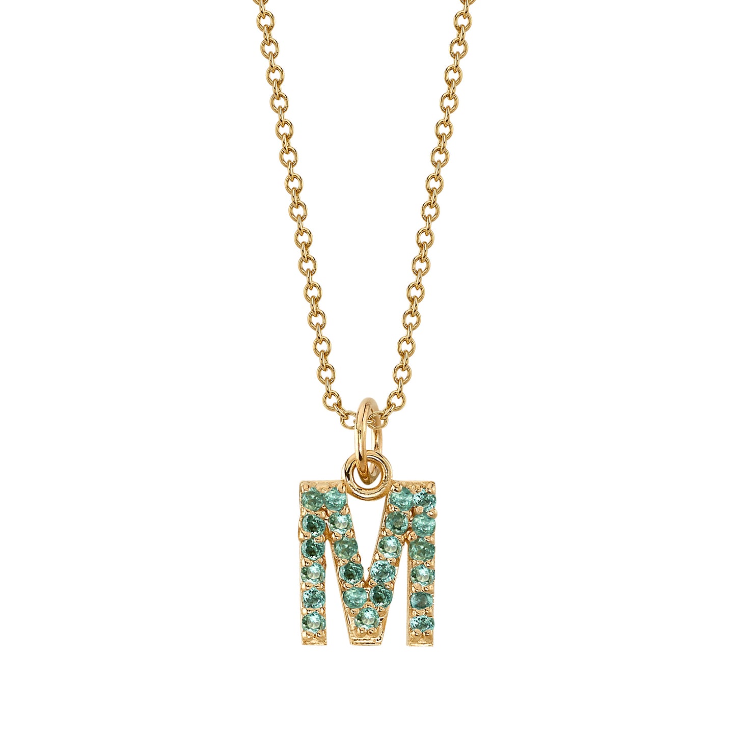 M Initial Birthstone Charm Necklace