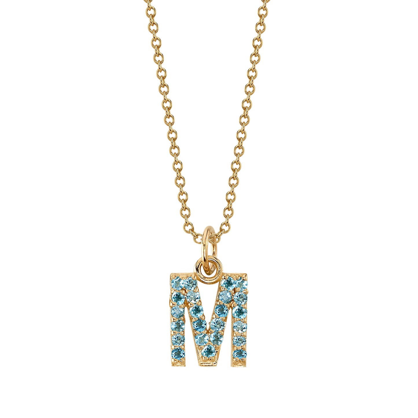 M Initial Birthstone Charm Necklace