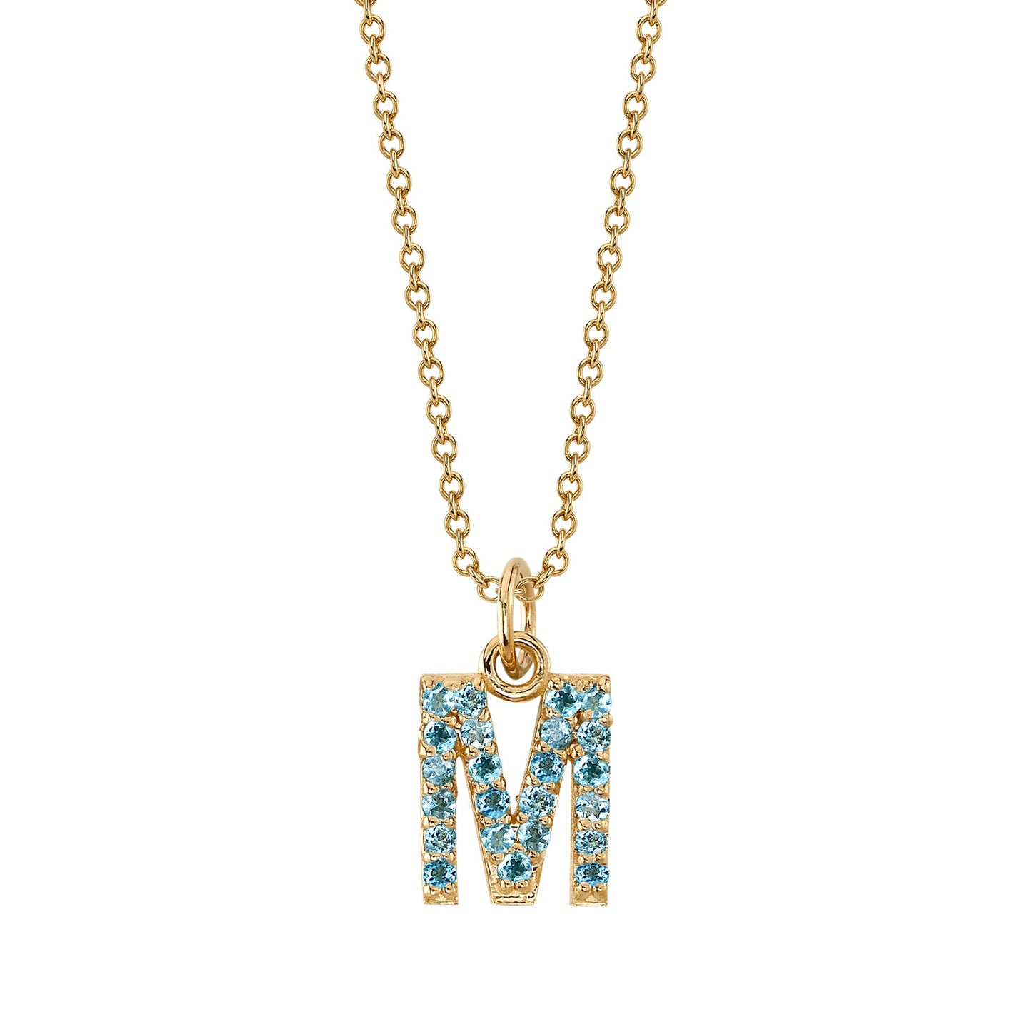 M Initial Birthstone Charm Necklace