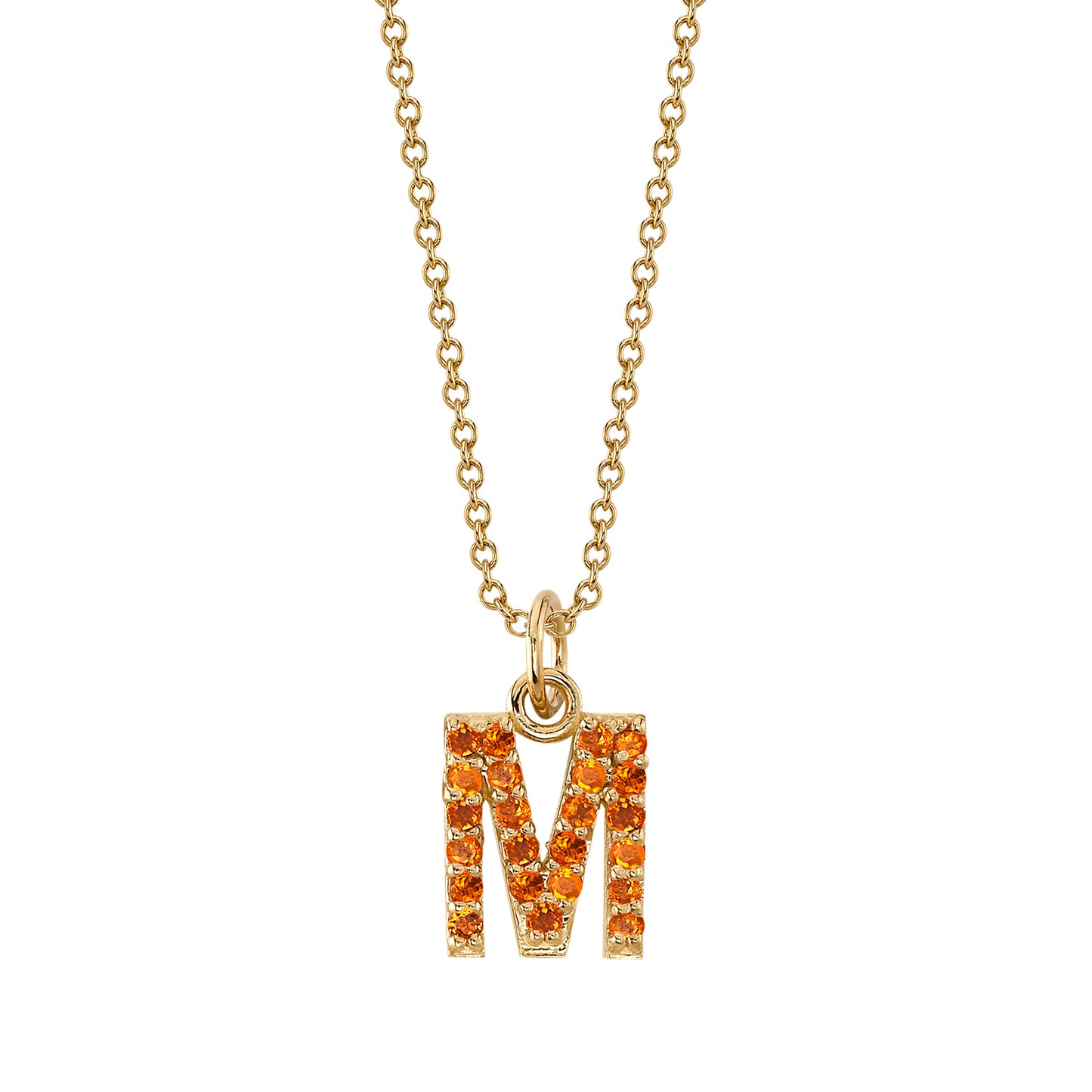 M Initial Birthstone Charm Necklace
