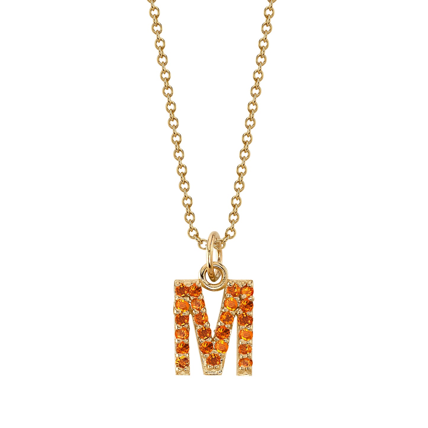 M Initial Birthstone Charm Necklace