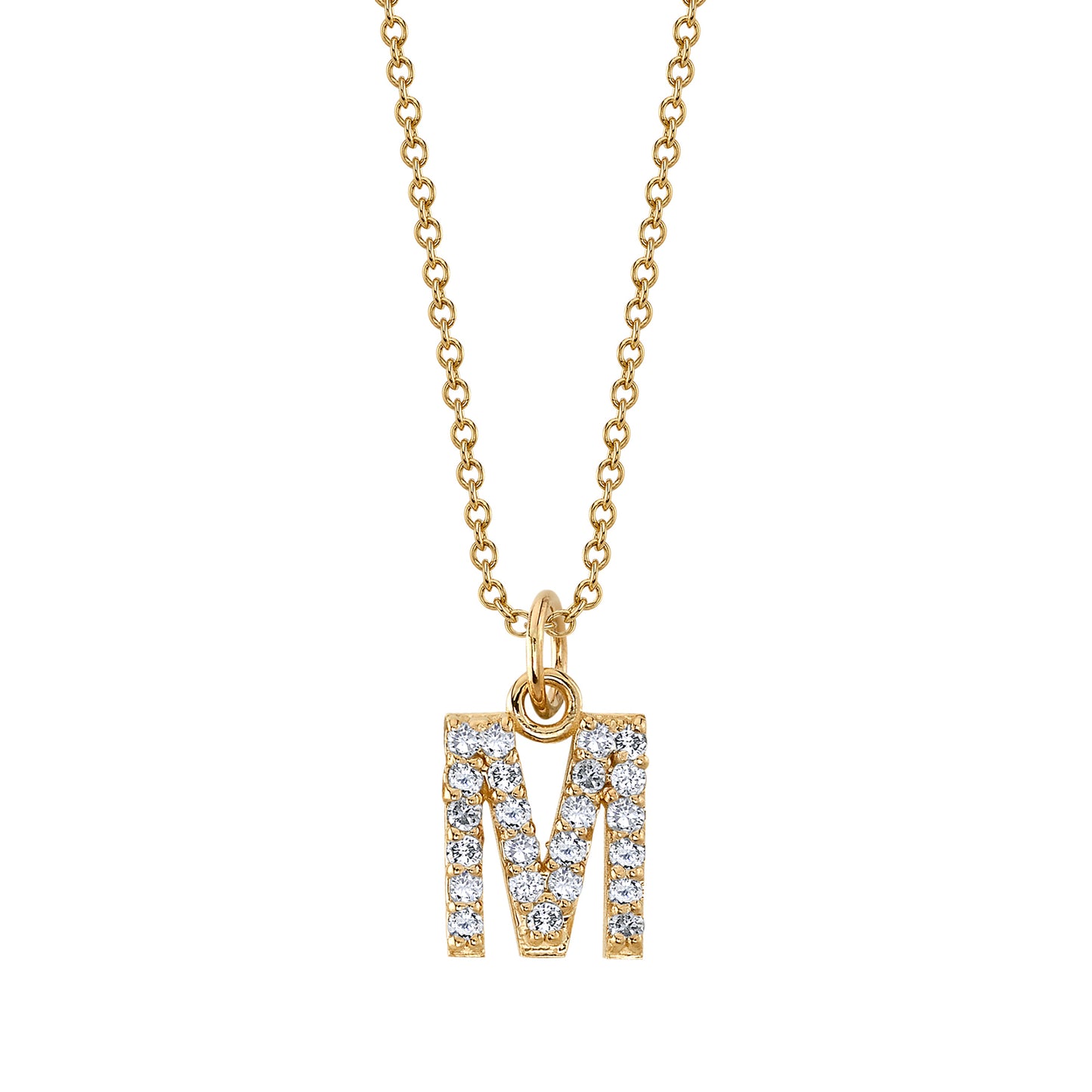 M Initial Birthstone Charm Necklace