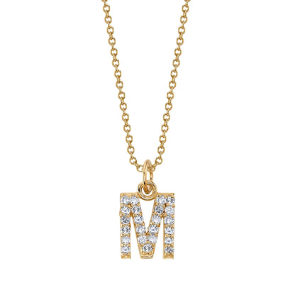 M Initial Birthstone Charm Necklace