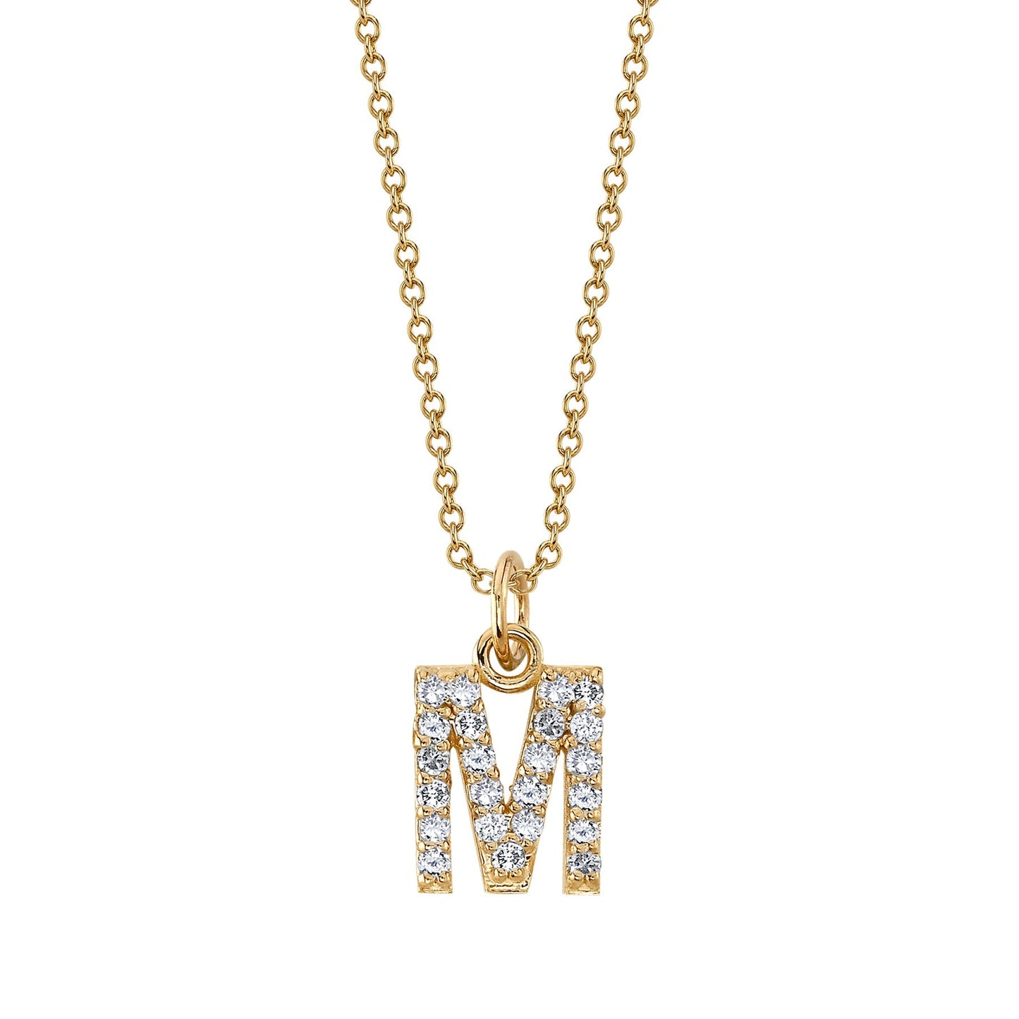 M Initial Birthstone Charm Necklace