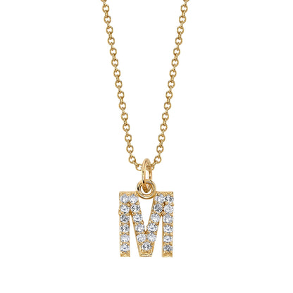 M Initial Birthstone Charm Necklace