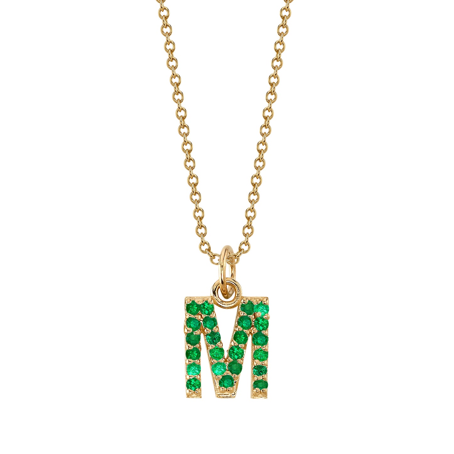 M Initial Birthstone Charm Necklace