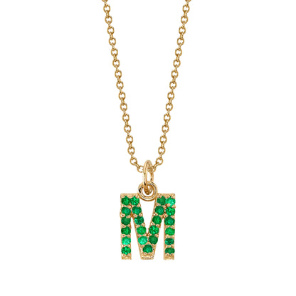 M Initial Birthstone Charm Necklace