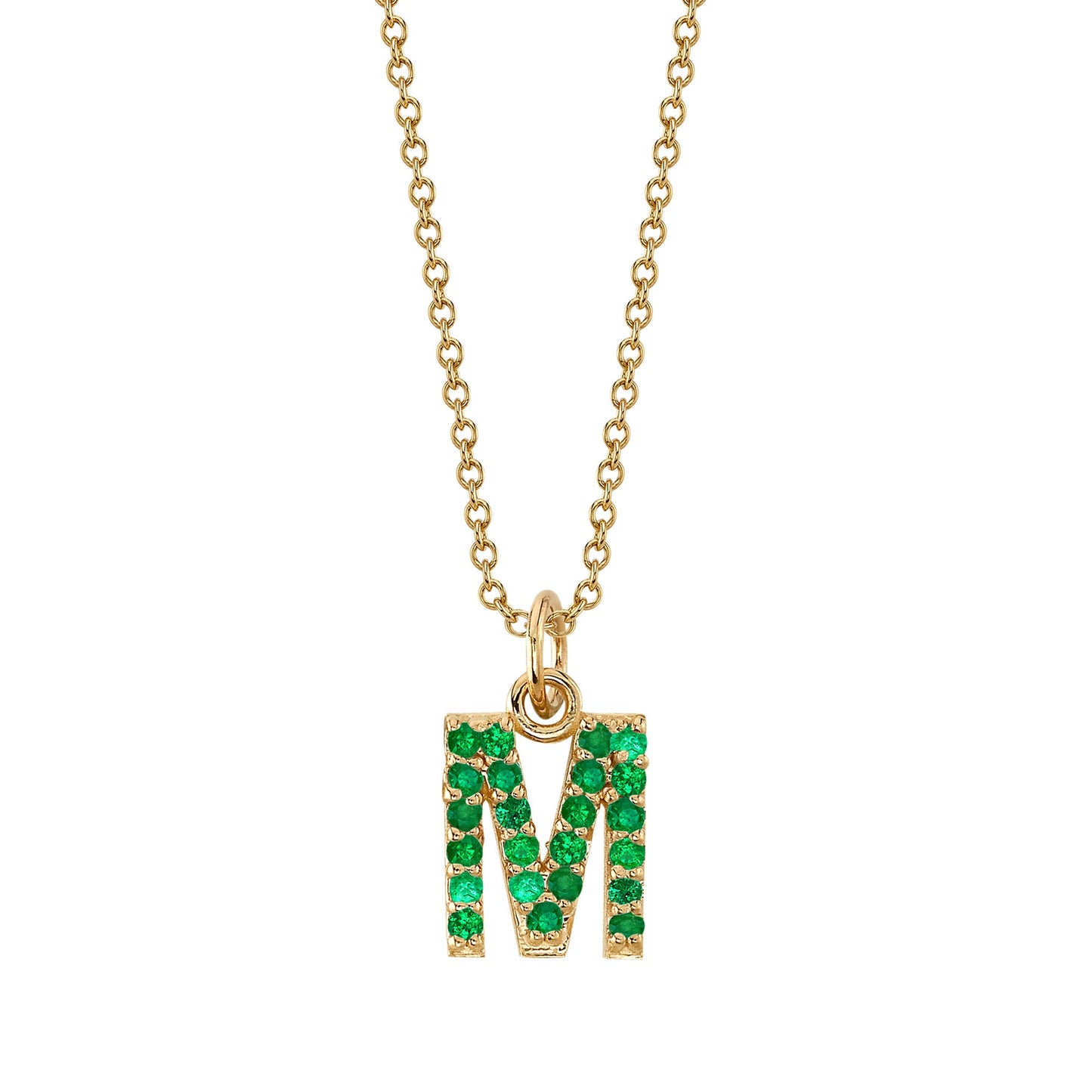 M Initial Birthstone Charm Necklace