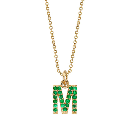 M Initial Birthstone Charm Necklace